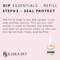 Kiara Sky Dip Seal Protect application shows even sealing for durable nails.