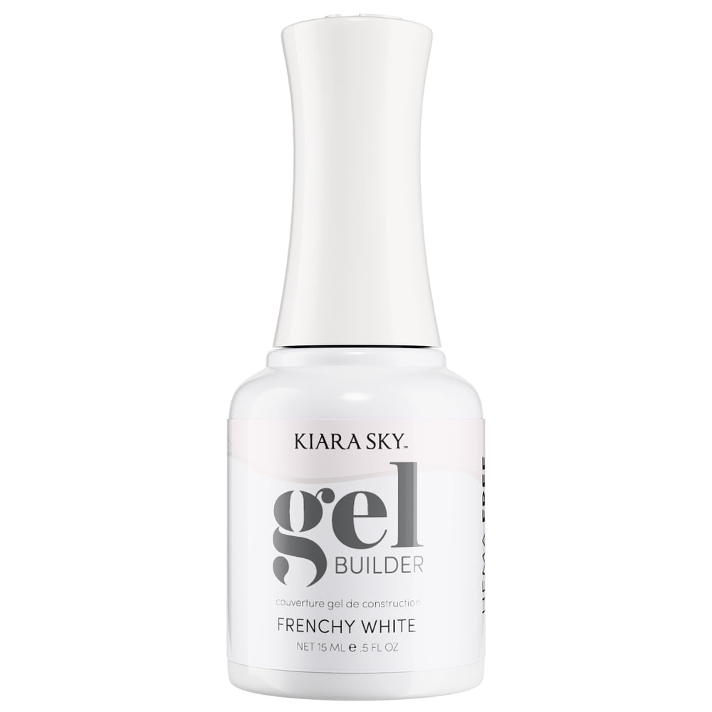 KIARA SKY Frenchy White builder gel bottle for a pristine, classic smile line.
