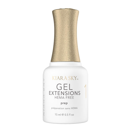Kiara Sky Step 1 Prep bottle dehydrates nails for stronger gel extension adhesion