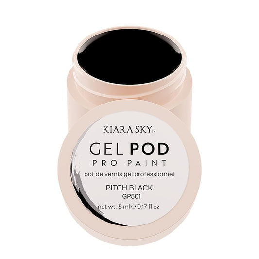 KIARA SKY Pitch Black gel paint bottle close-up for bold nail art.