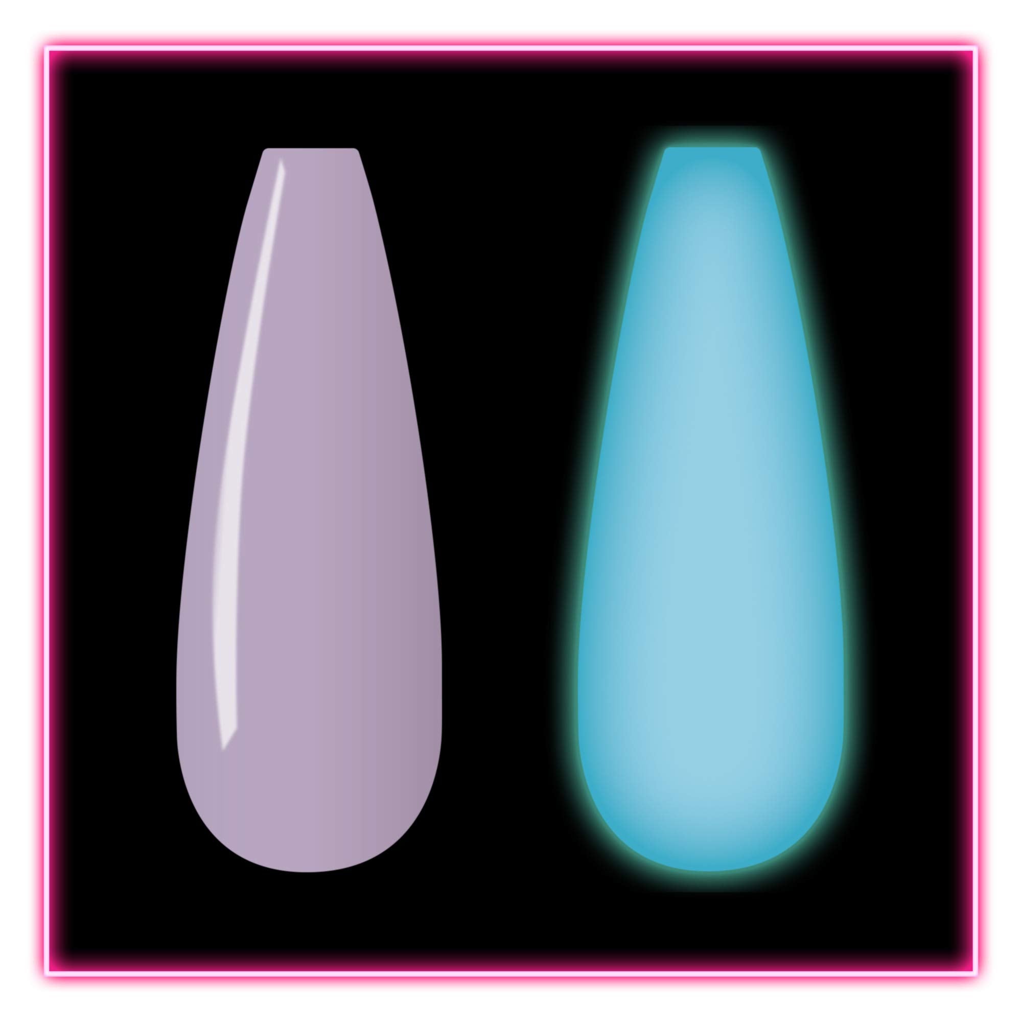 Kiara Sky Glow dip powder collection activation glows under UV light.