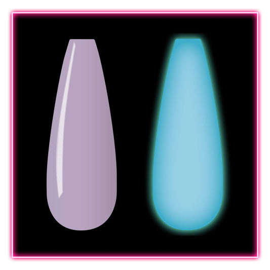 Kiara Sky Glow dip powder collection activation glows under UV light.