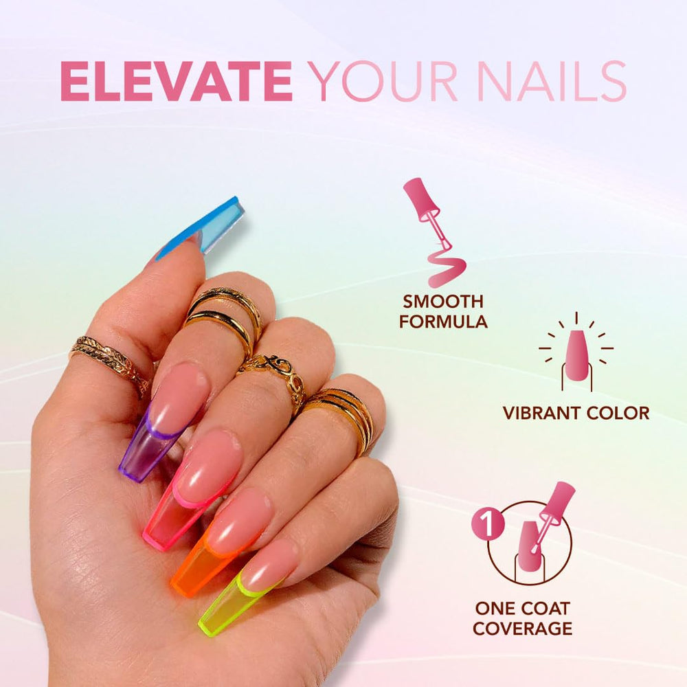 Kiara Sky Jelly Tints neon pink nails for party ready looks
