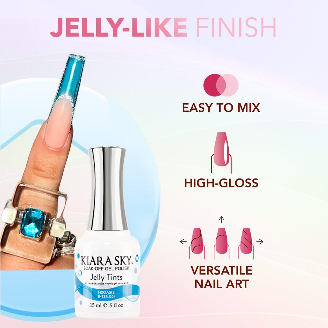 KIARA SKY jelly-tints teal application brush shows smooth self-leveling finish.