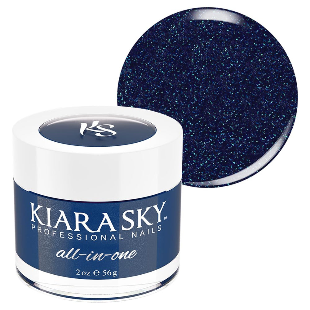 Kiara Sky Keep It 100 deep blue dip powder in a jar, bold authentic color for nails.