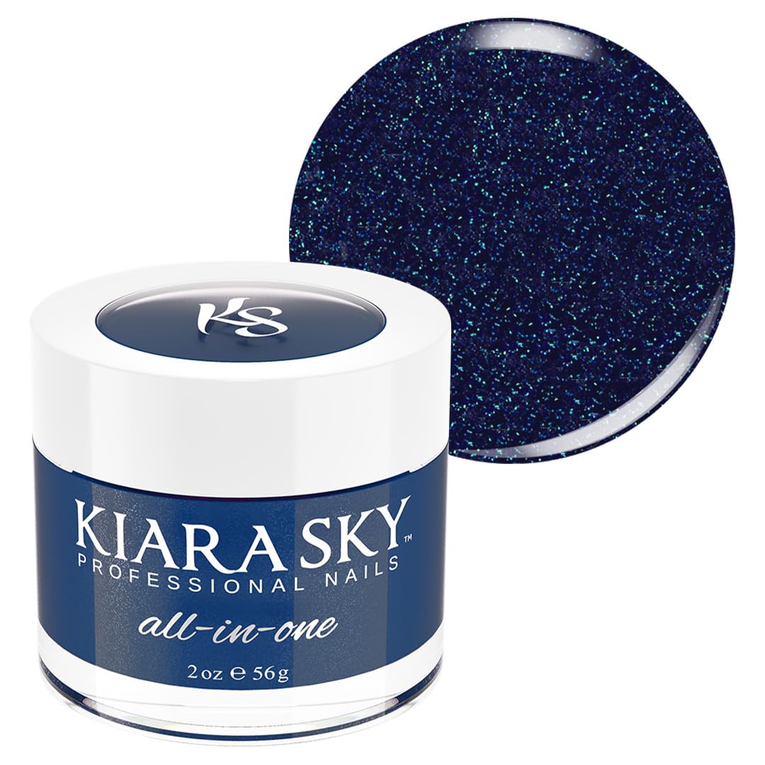 Kiara Sky Keep It 100 deep blue dip powder in a jar, bold authentic color for nails.