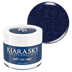 Kiara Sky Keep It 100 deep blue dip powder in a jar, bold authentic color for nails.