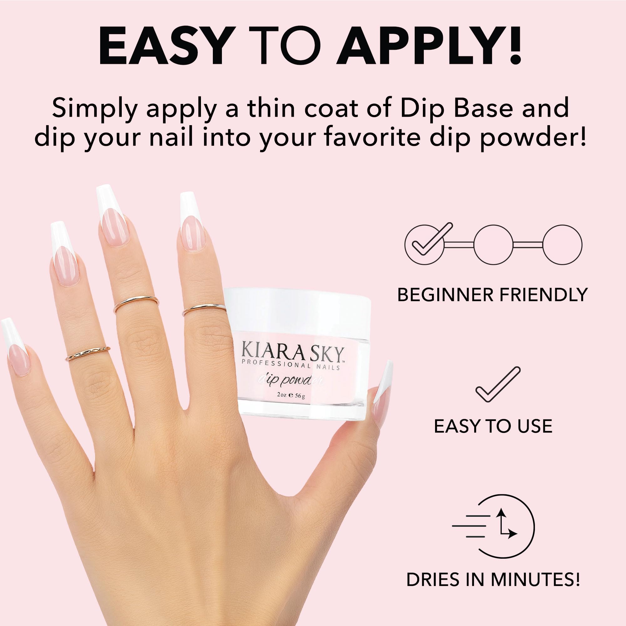Kiara Sky Light Pink dip powder swatch on a natural nail.