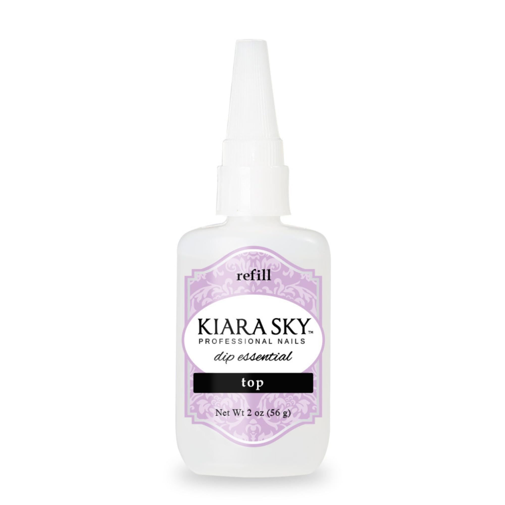 Kiara Sky 2oz refill bottle pour for mess-free top coat.