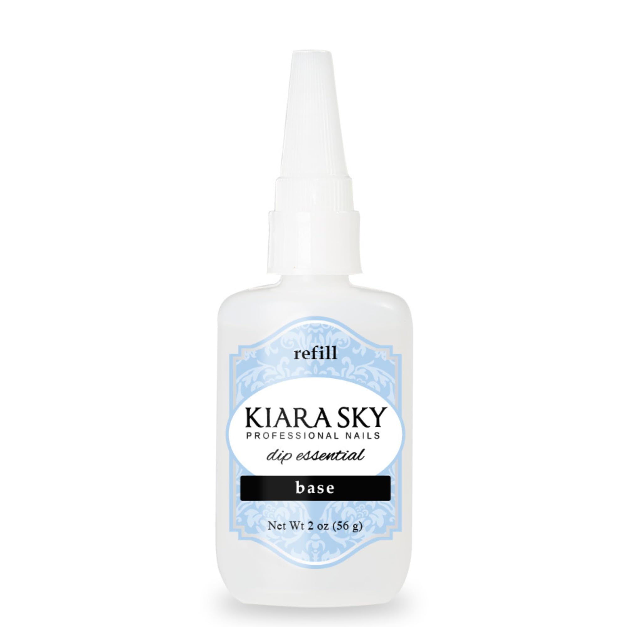 Kiara Sky Liquid Essentials Dip Manicure base coat bottle shown for reliable pre-dip adhesion