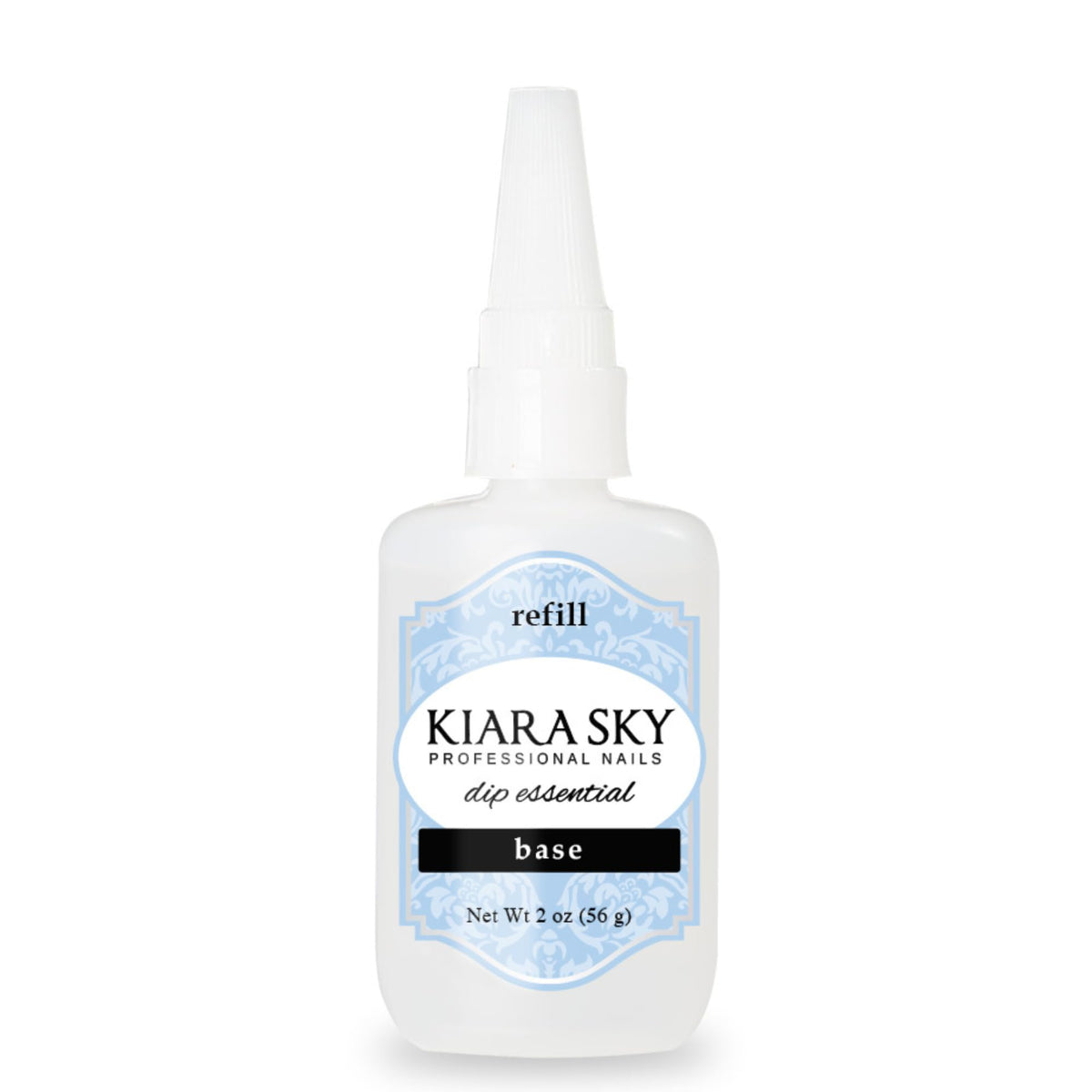 Kiara Sky Liquid Essentials Dip Manicure base coat bottle shown for reliable pre-dip adhesion