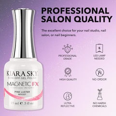 Kiara Sky MagneticFX Pink Luster velvet-look nails with metallic glow