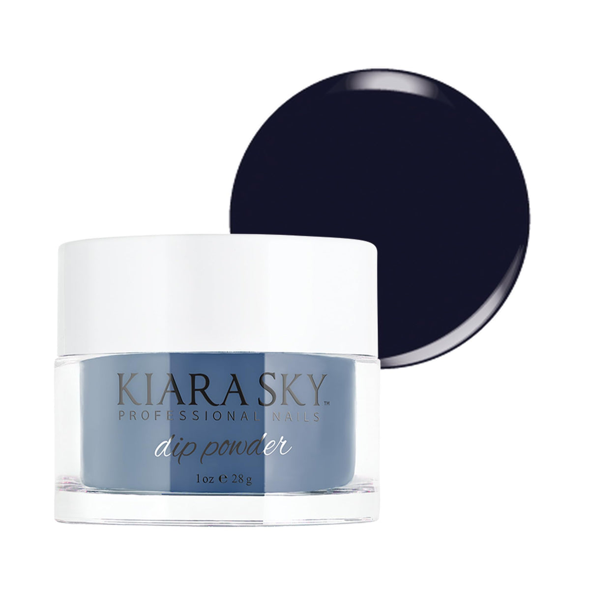 Kiara Sky Midnight in Paris dip powder deep navy nails for elegant evenings