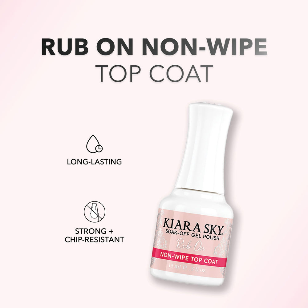 KIARA SKY Rub On Top Coat swatch displaying holo powder compatibility