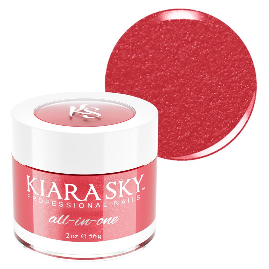 Kiara Sky So Extra red shimmer powder for bold nails and versatile use.