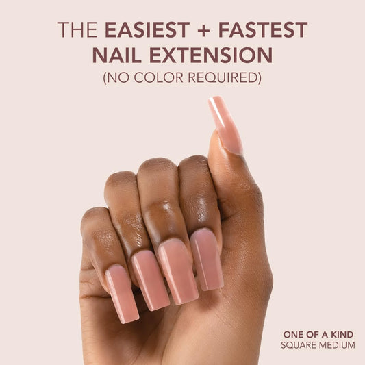 Kiara Sky Square Medium Cover Gelly Tips shown on nail as a natural base for art