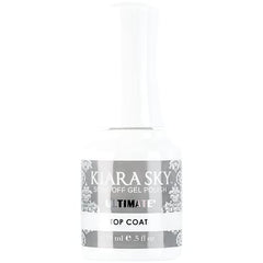 Kiara Sky Ultimate Gel Top Coat 15ml bottle delivers long wear and a high-gloss finish.