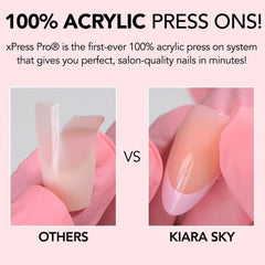 Kiara Sky XPRESS PRO Oh Holo There nails on hand demonstrate natural short coffin shape