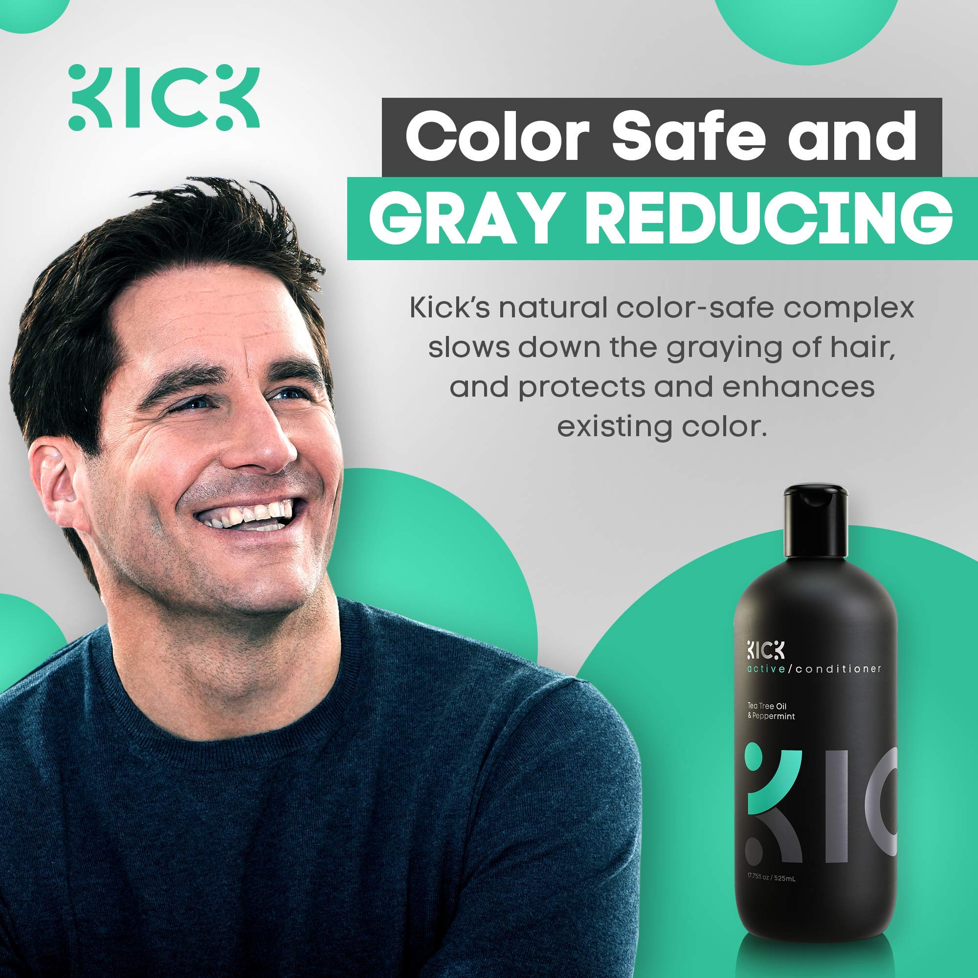 Kick Mens Conditioner Tea Tree ingredients hint at herbal extracts and amino acids.