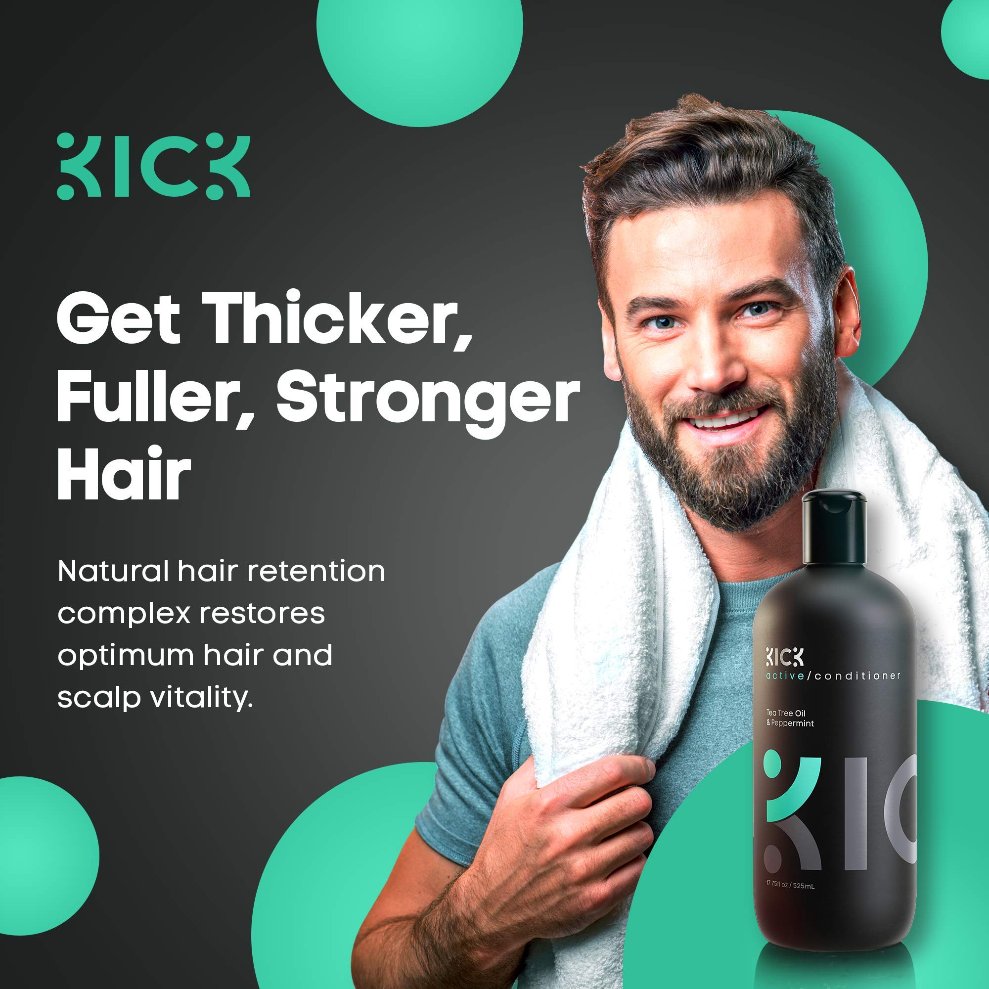 Kick Mens Conditioner Tea Tree lather action shows rich foam for scalp coverage.