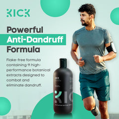 Kick Mens Shampoo tea tree oil in action conveys cooling, invigorating sensation