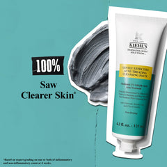 Kiehl's Acne-Treating Cleansing Paste texture close-up highlights creamy charcoal paste