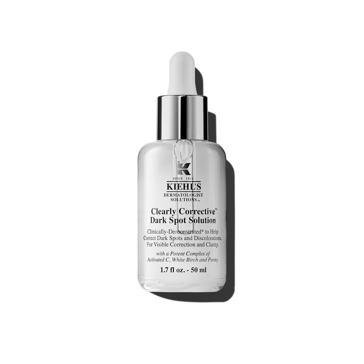 Kiehl's Clearly Corrective serum bottle with brightening focus for even skin tone.