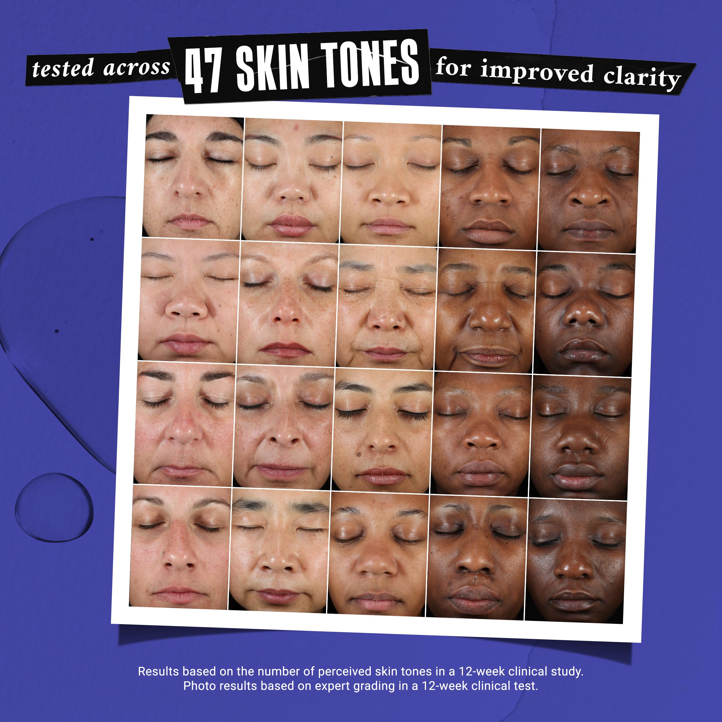 Kiehl's Clearly Corrective serum face close-up showcases radiant, clarified skin.