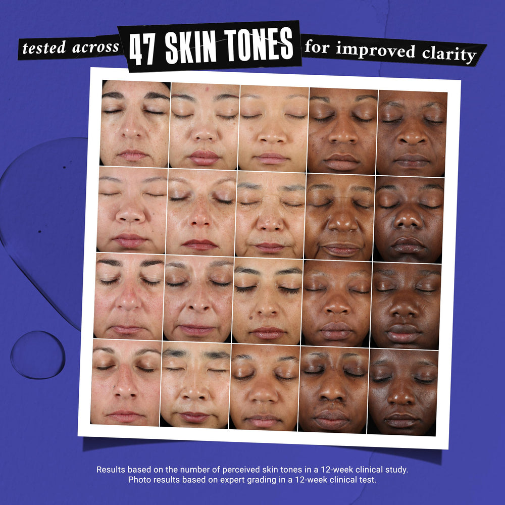 Kiehl's Clearly Corrective serum face close-up showcases radiant, clarified skin.