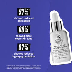 Kiehl's Clearly Corrective serum ingredients badge emphasizes Activated C and Salicylic Acid.