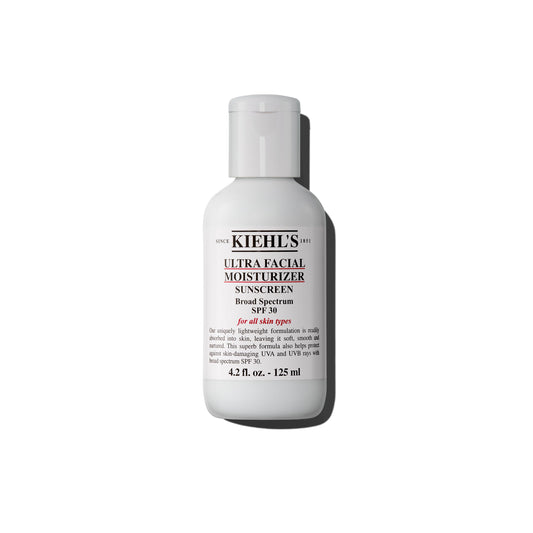 Kiehl's Ultra Facial Moisturizer SPF 30 bottle front view for daily hydration and sun protection.