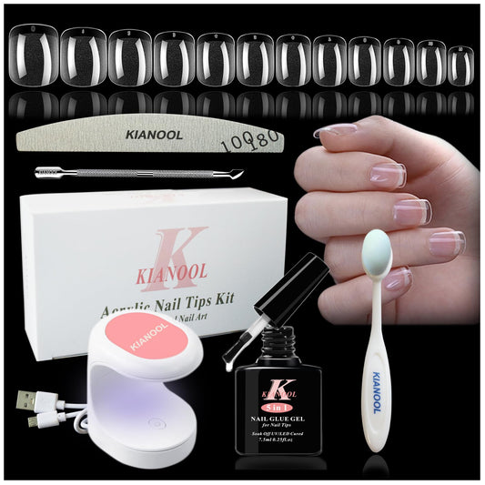 KIANOOL short square gel tip kit with 552 pieces for at-home manicure.
