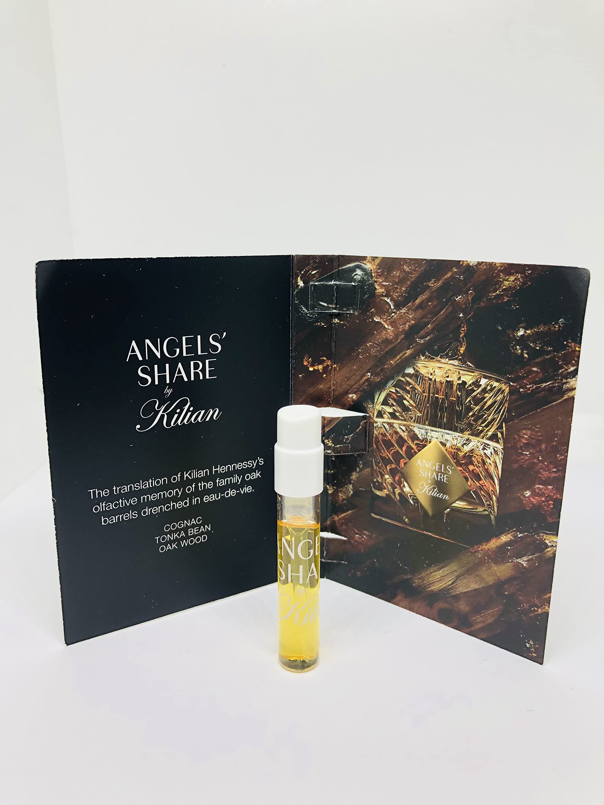 Kilian Angels' Share sample packaging showing compact tester size for travel.