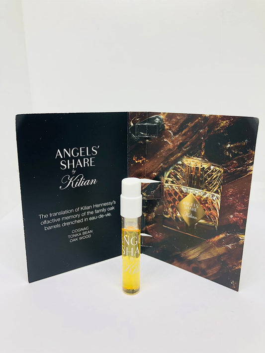 Kilian Angels' Share sample packaging showing compact tester size for travel.