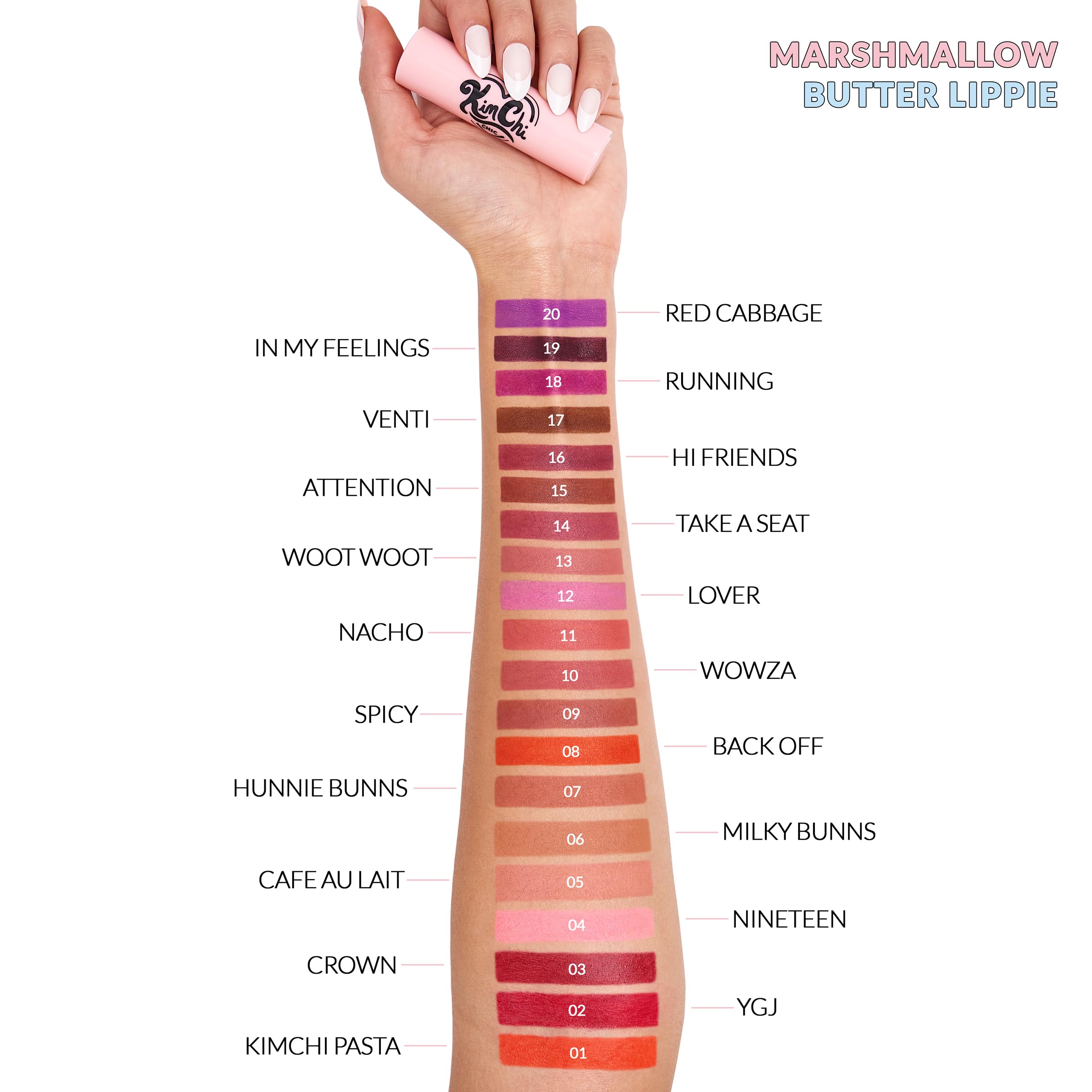 Kimchi Chic Marshmallow Butter Lippie application angle for smooth glide.