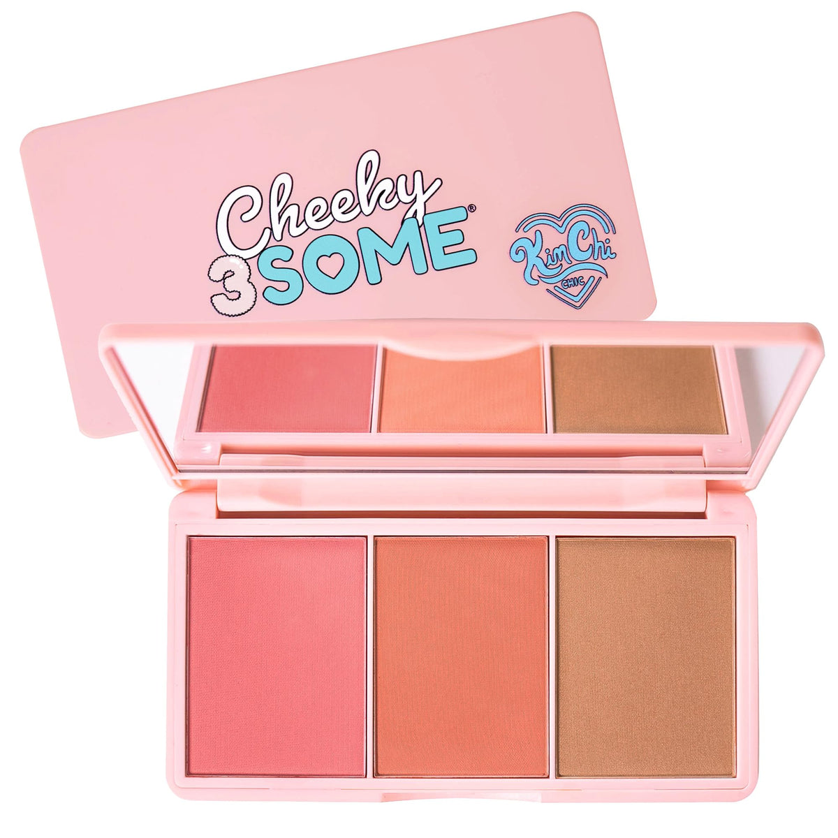 KimChi Chic Cheeky 3Some palette compact for on-the-go touch-ups with a built-in mirror.