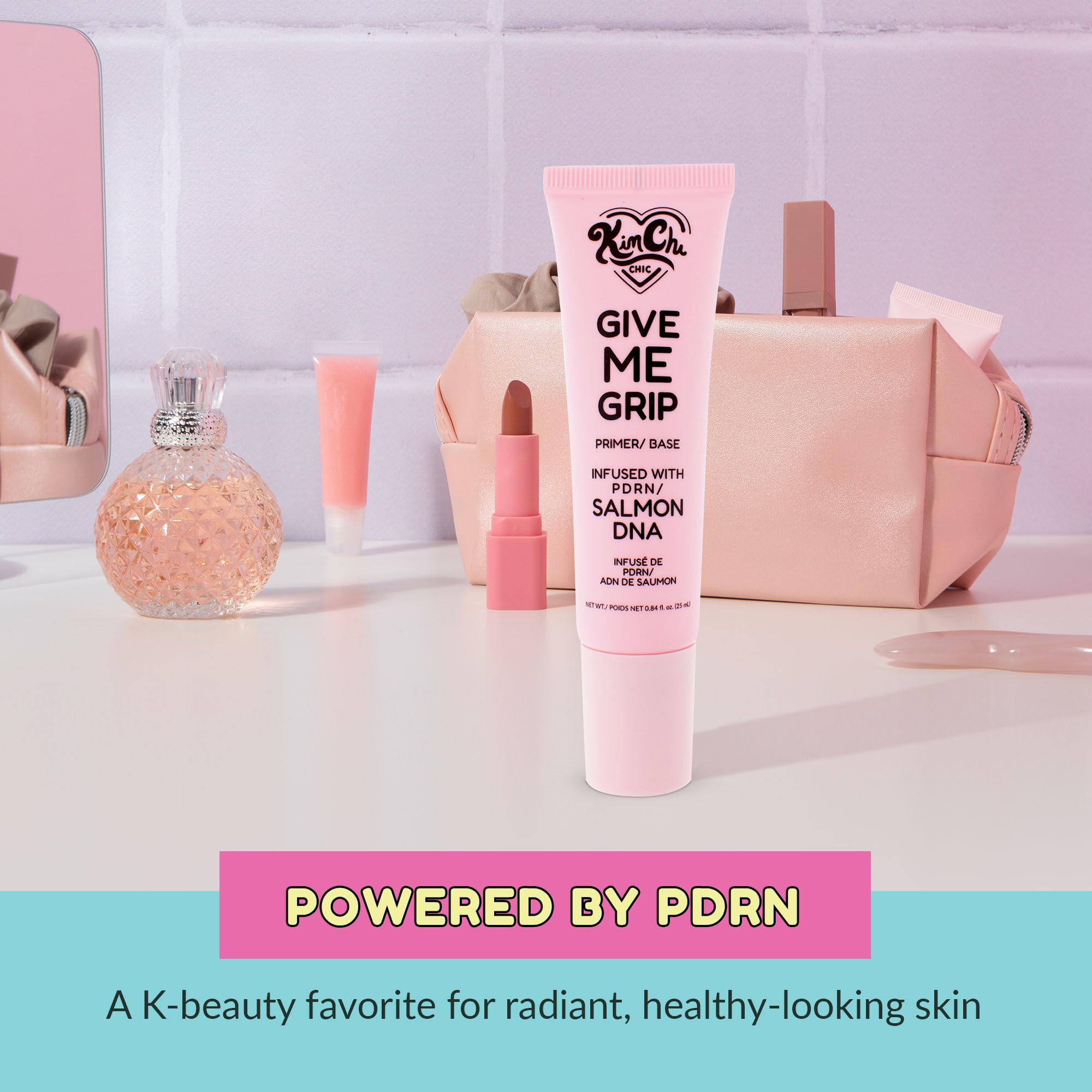 Kimchi Chic primer packaging front displays lightweight, hydrating prep for makeup.