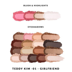 Kimchi Chic Teddy Kim Palette swatches show shimmer shades for luminous evening looks
