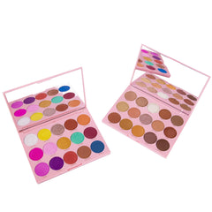 Inside view of Kimchi Chic You Make Me Happy palette showing 15 shades for all-day looks