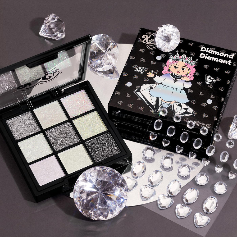 KimChiChic Jewel Collection close-up of pigment-rich matte and glitter shades.