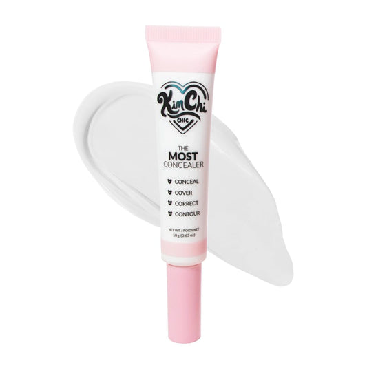 KimChiChic The Most Concealer bottle close-up highlights skin-like full coverage.