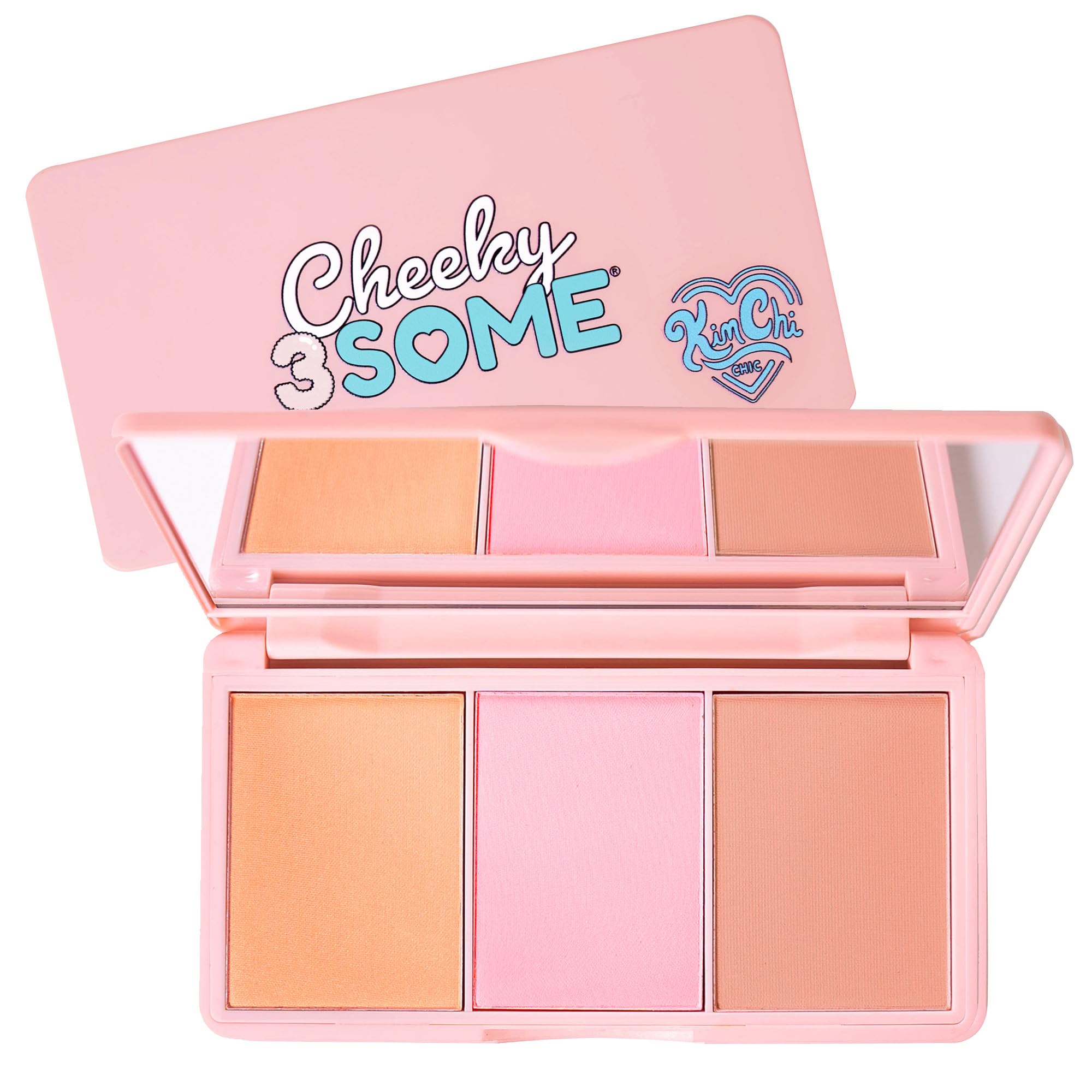 KimChiChic Cheeky 3Some palette open with mirror for on-the-go touch ups