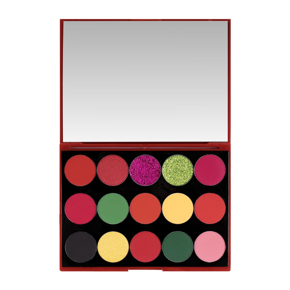 KimChiChic Cherry Chic palette front shows 12 shades for versatile eye looks.