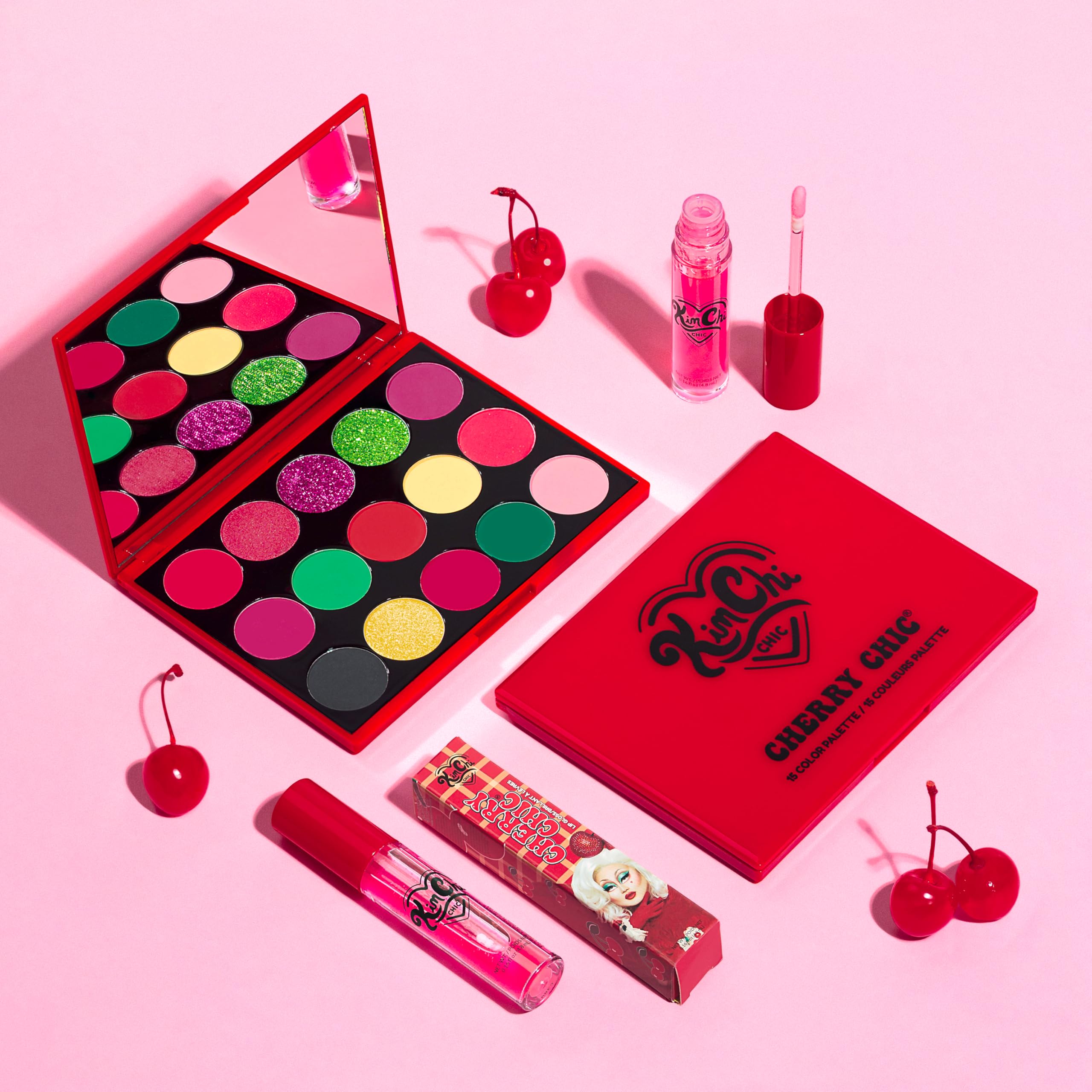 KimChiChic Cherry Chic glitter swatch adds festive sparkle for accents.