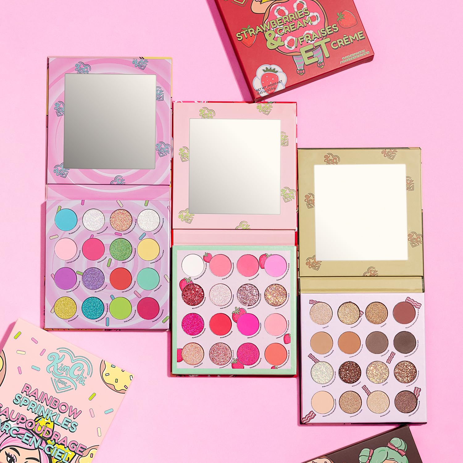 KimChiChic Donut Collection finger swatches reveal pigment payoff.