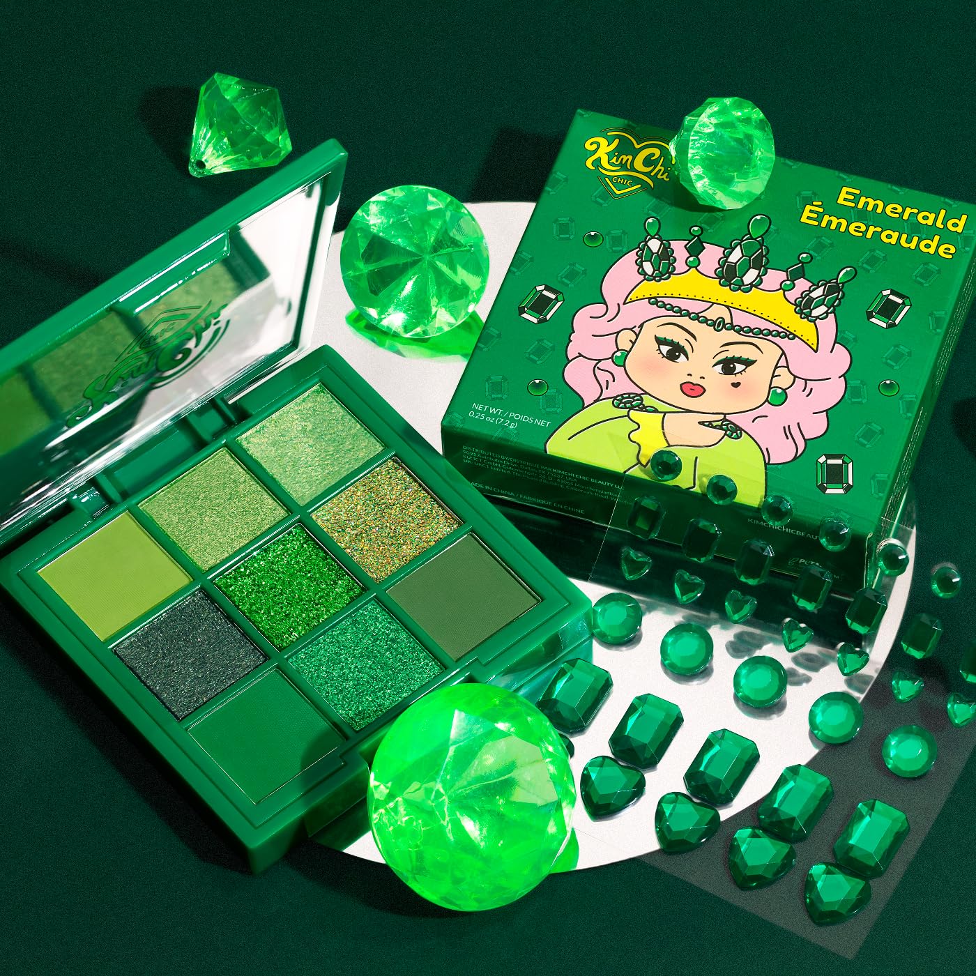 KimChiChic Emerald matte shades swatch for a smooth base and depth