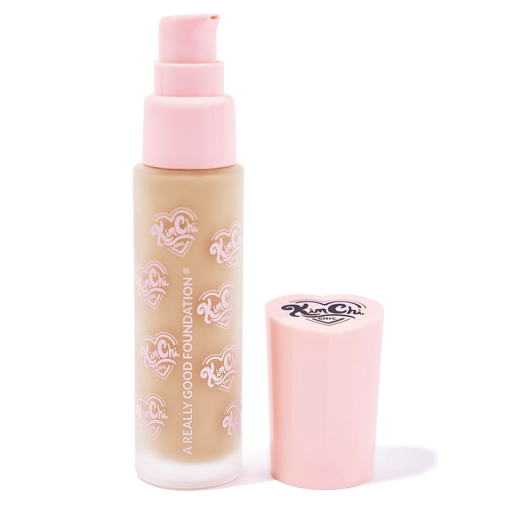KimChiChic foundation swirls on skin, spreading smoothly for a natural look.