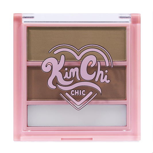 Kimchi Chic Kimbrowly duo compact open shows two brow powder shades for natural dimension.