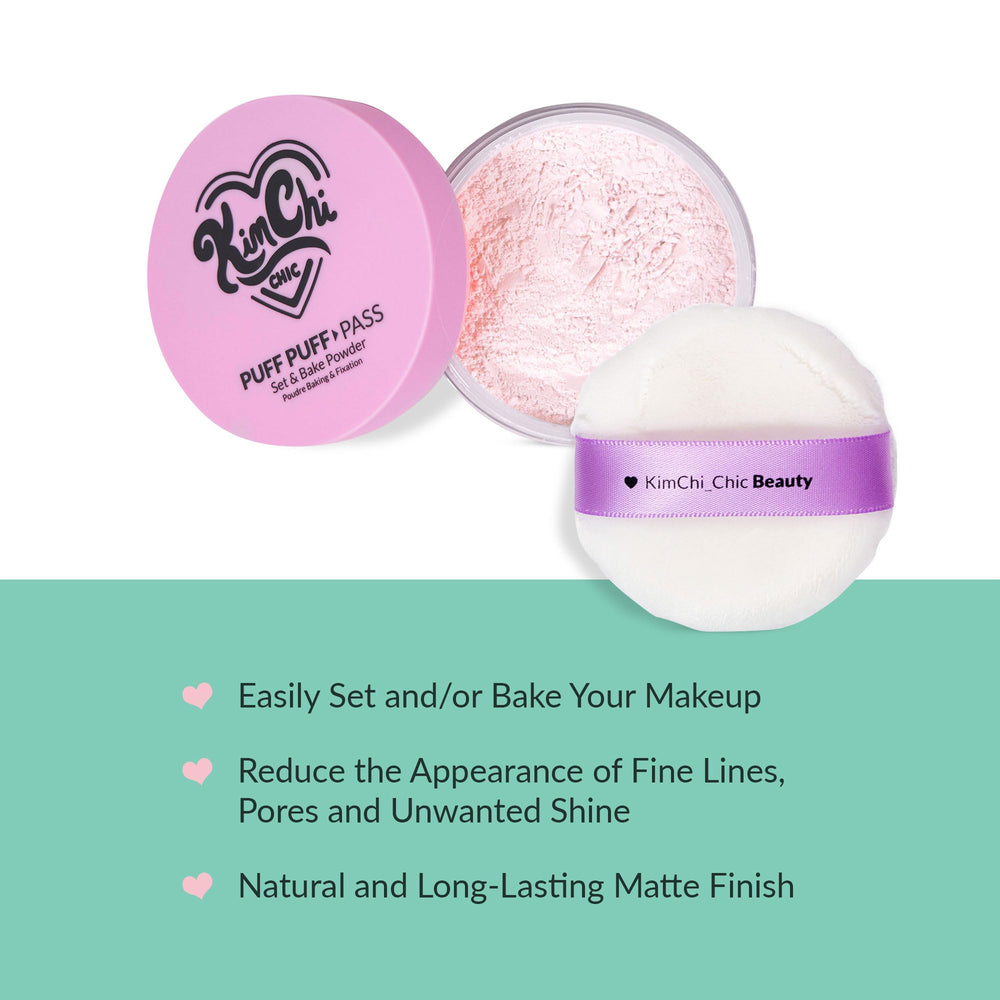 KimChiChic pink loose powder swatch showing translucent texture for pink undertones