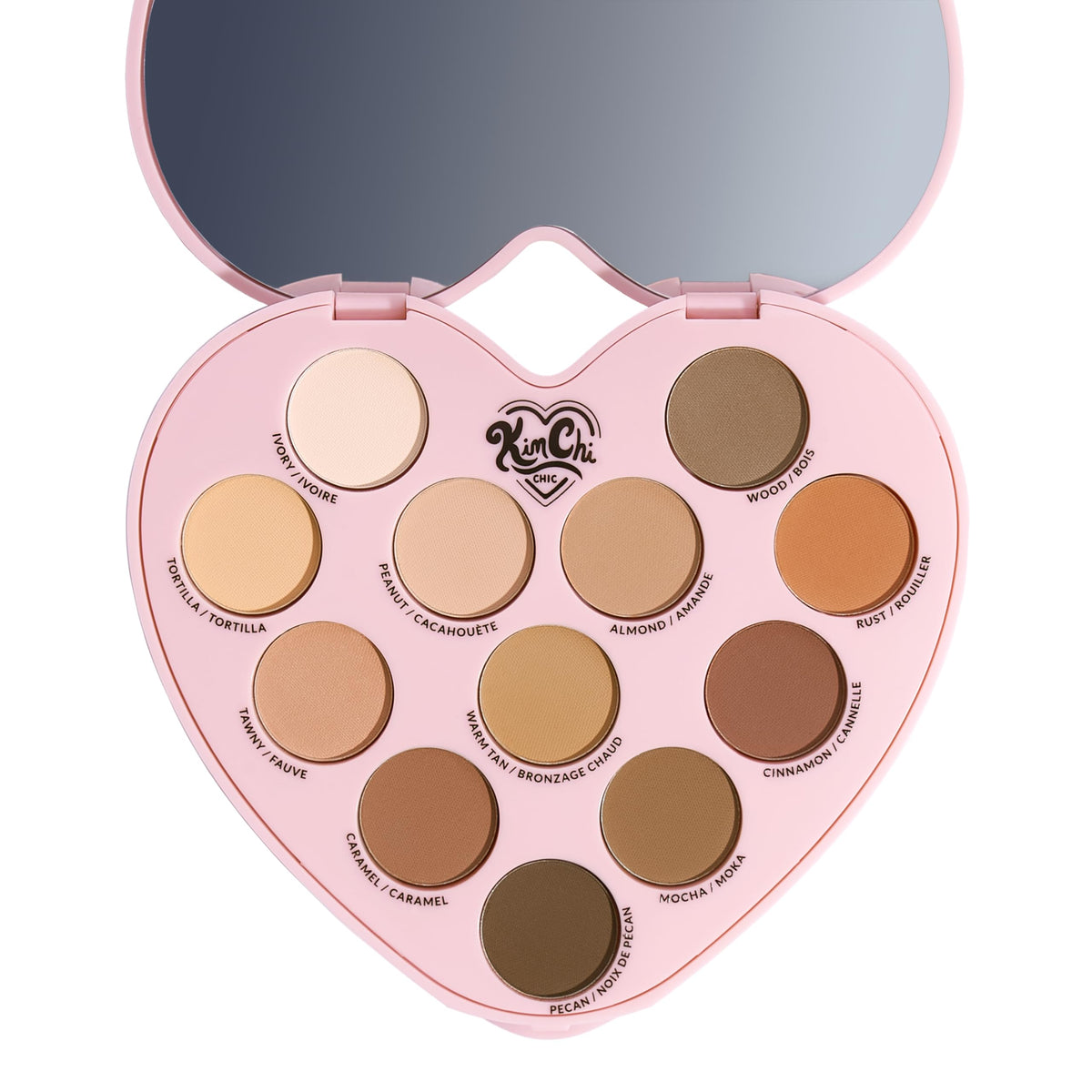 KimChiChic Spinning Hearts Love palette with soft glam neutrals for everyday looks